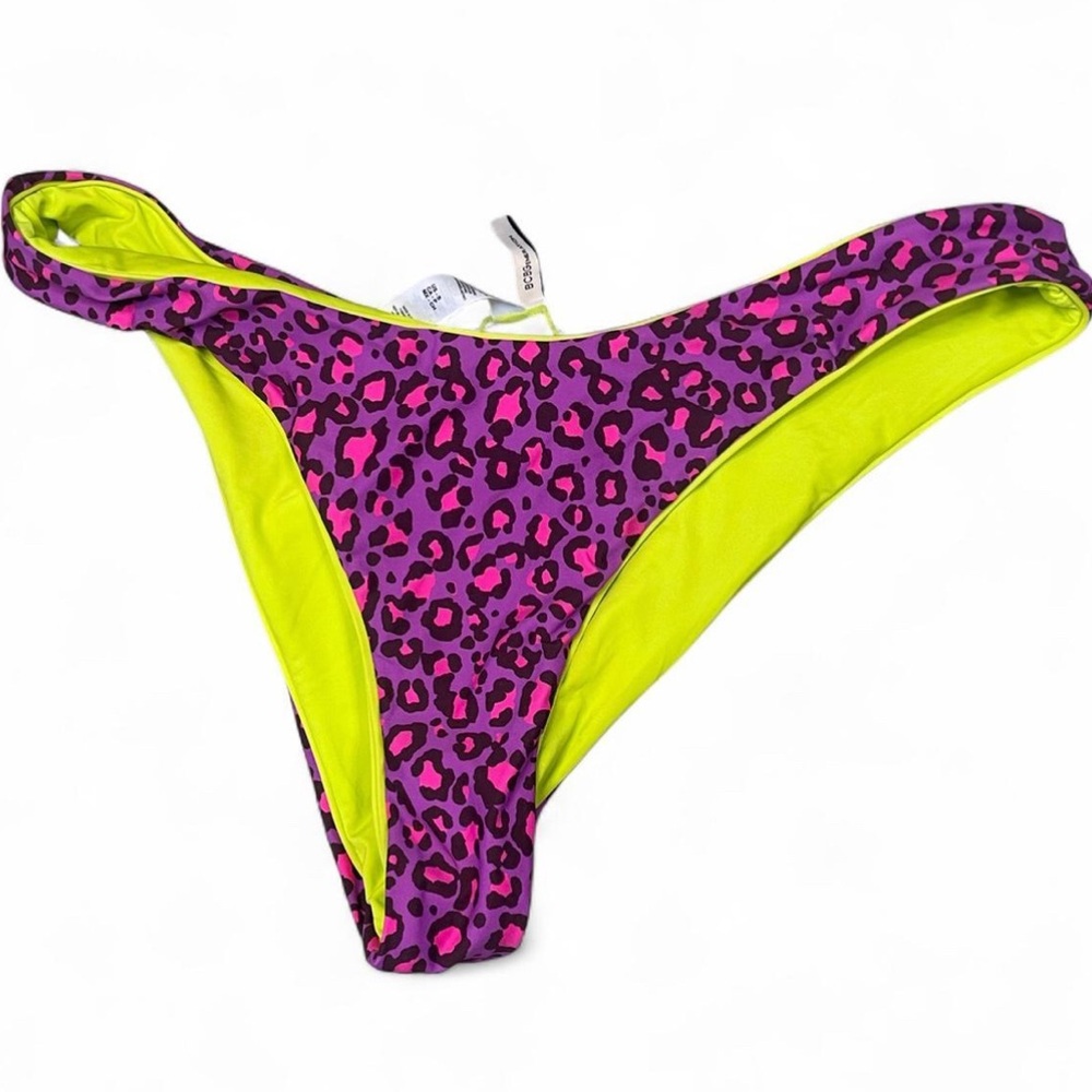 BCBGeneration Purple and Pink Leopard Bikini Bottom
